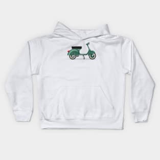 Classic scooter motorcycle in modena green Kids Hoodie